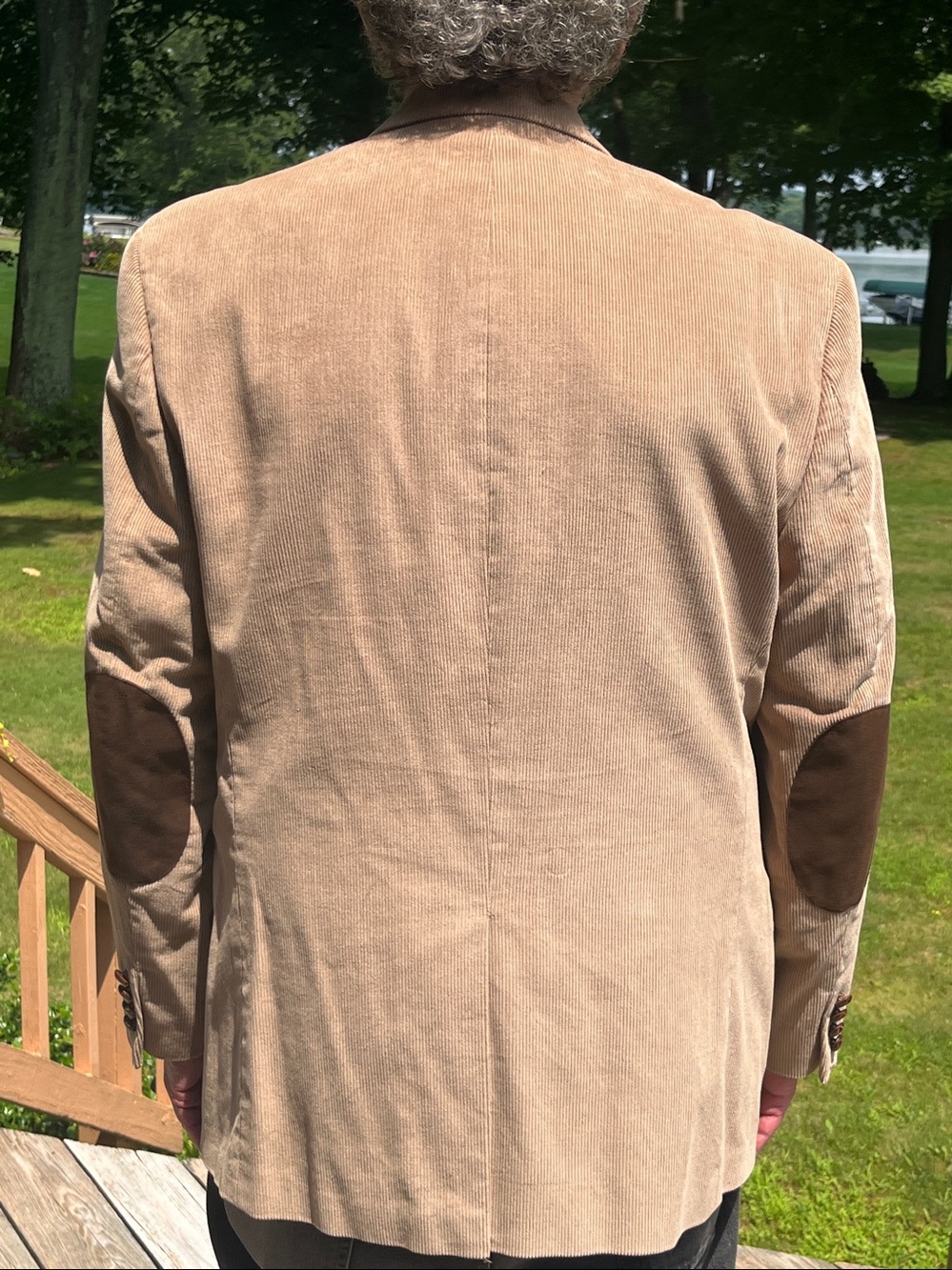 Chaps Beige Corduroy Sport Coat with Elbow Patches 42R - Picture 3 of 6